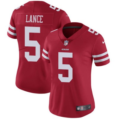 San Francisco 49ers #5 Trey Lance Red Team Color Women's Stitched NFL Vapor Untouchable Limited Jersey